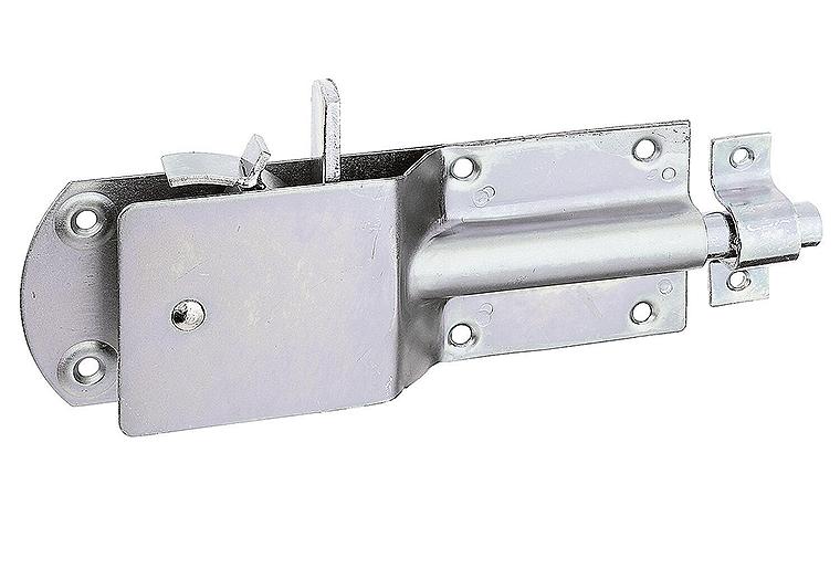 Sicherheits-Stallriegel, mit Schlaufe 200mm, galvanisch verzinkt, dickschichtpassiviert Sicherheits-Stallriegel, mit Schlaufe 200mm, galvanisch verzinkt, dickschichtpassiviert