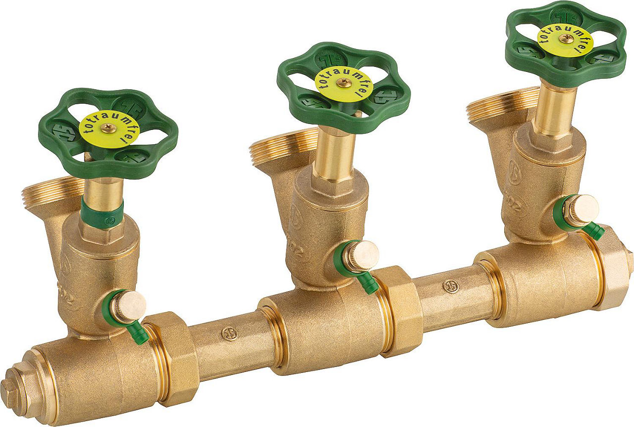 Kompaktverteiler Sanitär 1" DVGW-geprüft 2-fach DN 25 1x1 1/2" Kompaktverteiler Sanitär 1" DVGW-geprüft 2-fach DN 25 1x1 1/2"