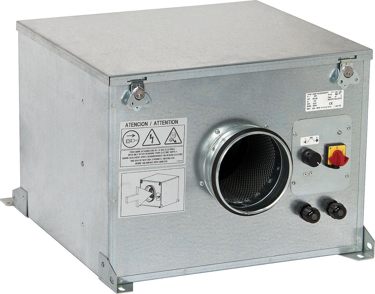 Schallgedämmte Lüftungsbox mit Motorschutz, 230V CAB-200 Ecowatt Schallgedämmte Lüftungsbox mit Motorschutz, 230V CAB-200 Ecowatt