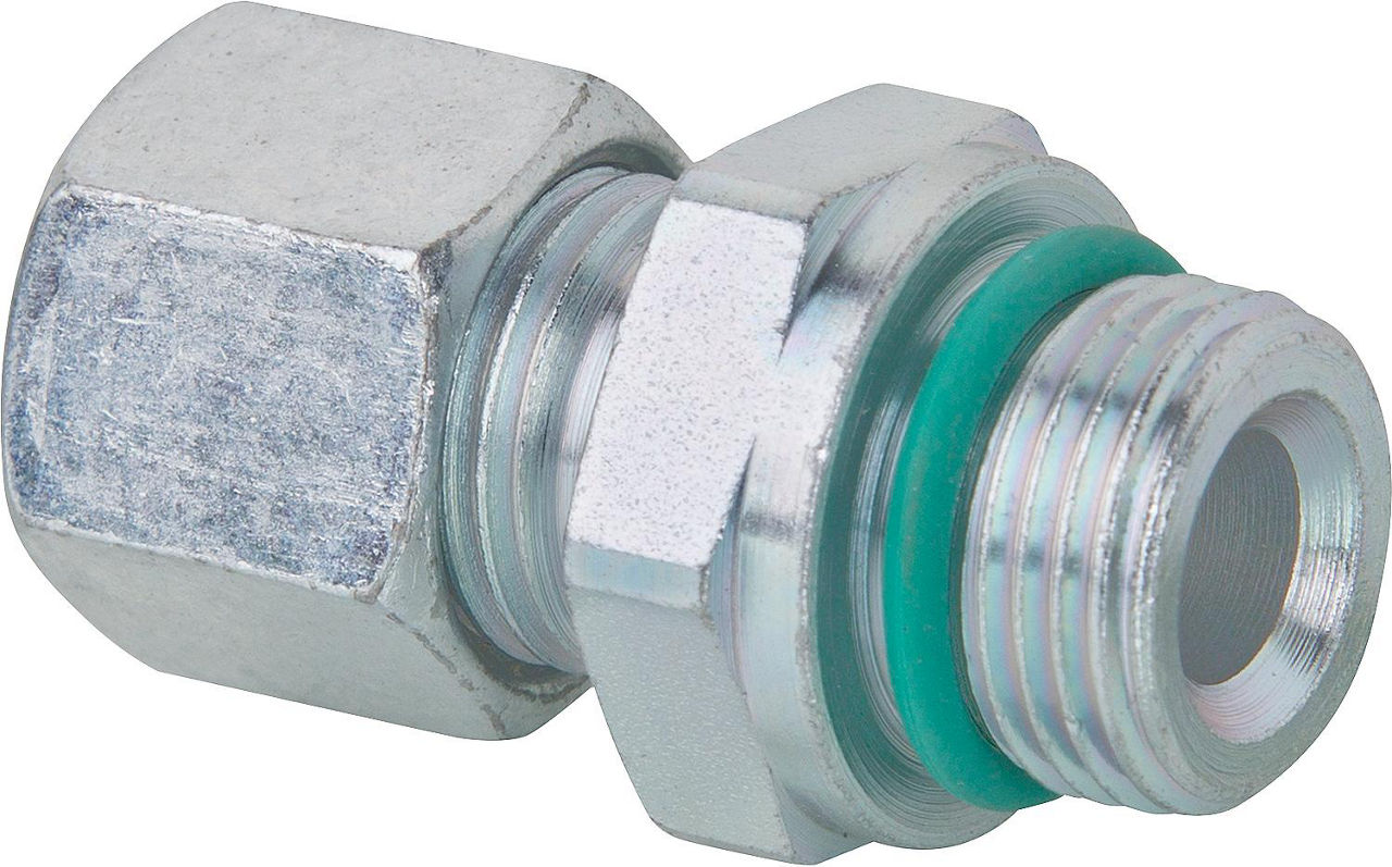 Schneidring-Verschraubung 10x3/8", zyl. mit O-Ring + MS-SR kurze Ausführung Schneidring-Verschraubung 10x3/8", zyl. mit O-Ring + MS-SR kurze Ausführung