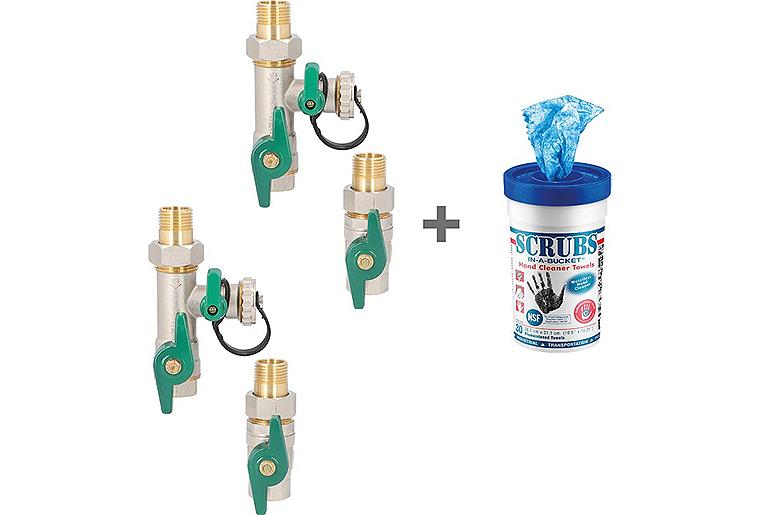 Vorteilspaket 2x Anschluss-Set mit Spüleinrichtung für Zirkulationspumpen DN15, + 1x 73 019 41 gratis Vorteilspaket 2x Anschluss-Set mit Spüleinrichtung für Zirkulationspumpen DN15, + 1x 73 019 41 gratis