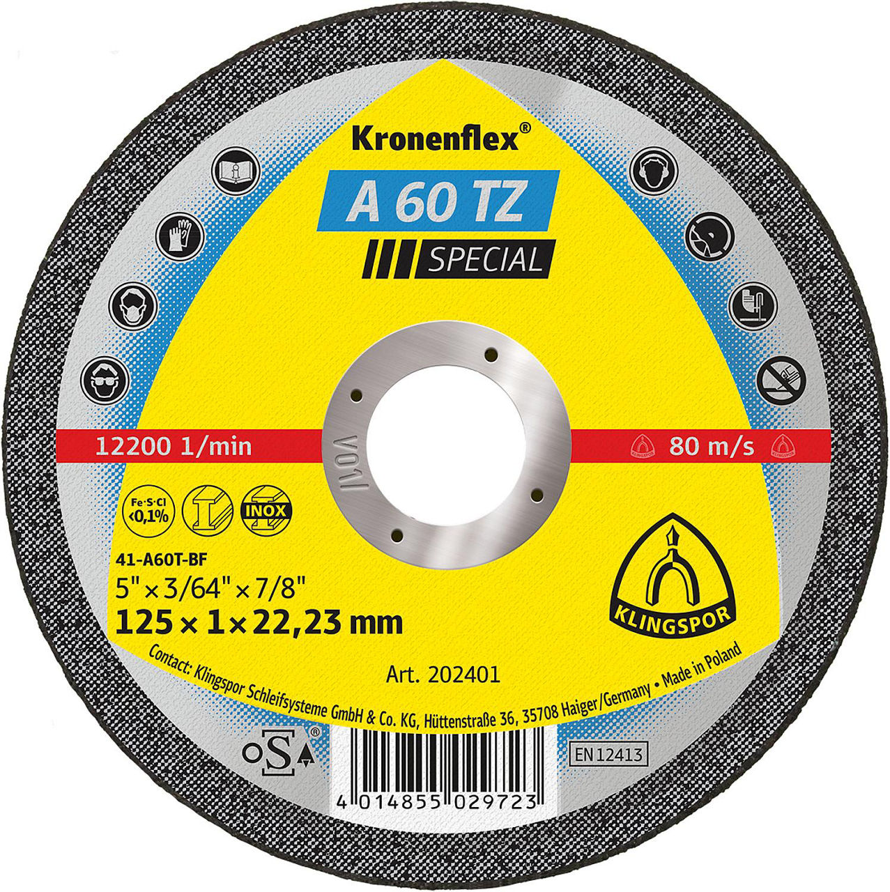 Trennscheibe KLINGSPOR 125x1,0x22,23mm Trennscheibe KLINGSPOR 125x1,0x22,23mm