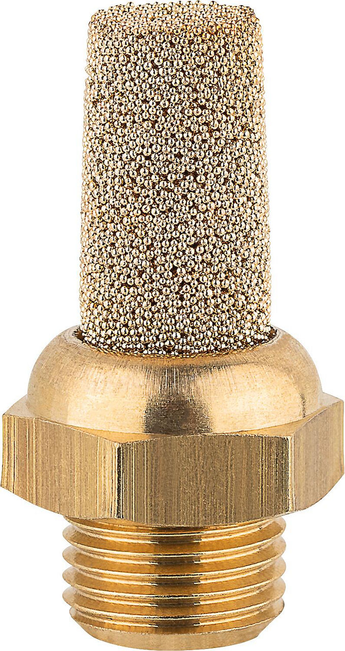 Schalldämpfer aus Sinterbronze mit angesintertem Messing-Sechskant G 3/8 * Schalldämpfer aus Sinterbronze mit angesintertem Messing-Sechskant G 3/8 *