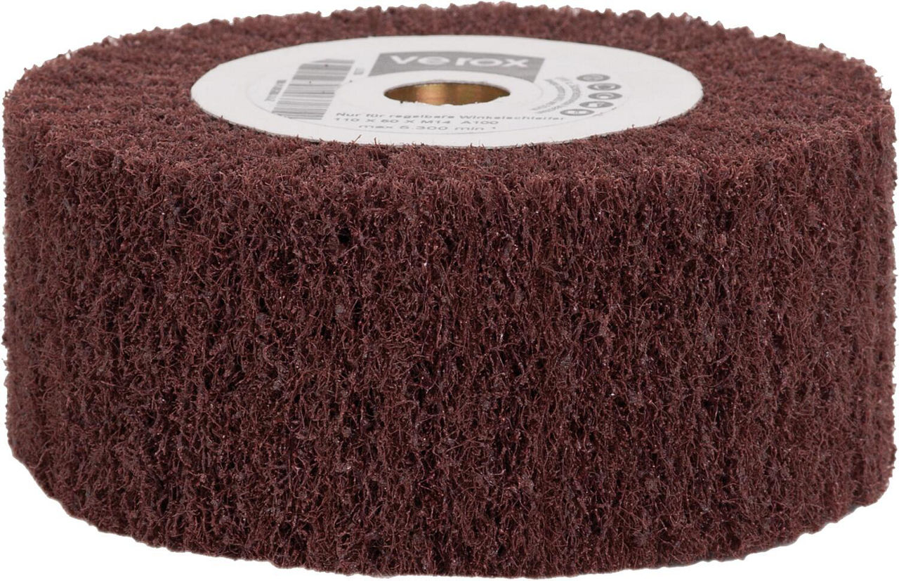 Vliesfächerwalze verox® M14-Innengewinde 110x50xM14 Körnung A 100 Vliesfächerwalze verox® M14-Innengewinde 110x50xM14 Körnung A 100