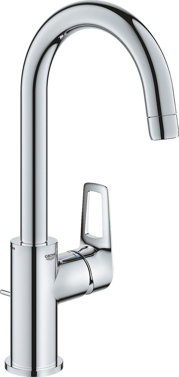 Waschtischmischer Grohe Bauloop L-Size Ausladung 140 mm chrom mit Ablaufgarnitur