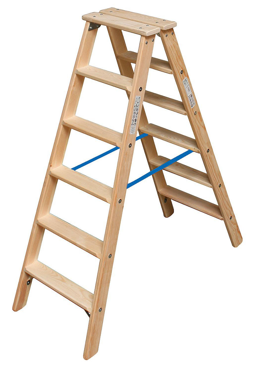 Stufen-DoppelLeiter Holz, Krause 2x6 Stufen, 818430