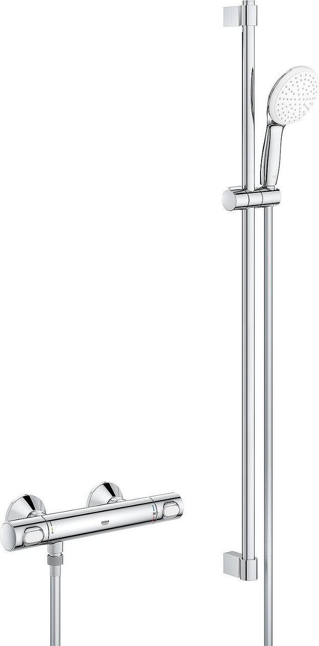 Brausethermostat-Set Grohe Grohtherm 500 Brausestange 900 mm, Handbrause Ø 110 mm und Brauseschlauch chrom Brausethermostat-Set Grohe Grohtherm 500 Brausestange 900 mm, Handbrause Ø 110 mm und Brauseschlauch chrom
