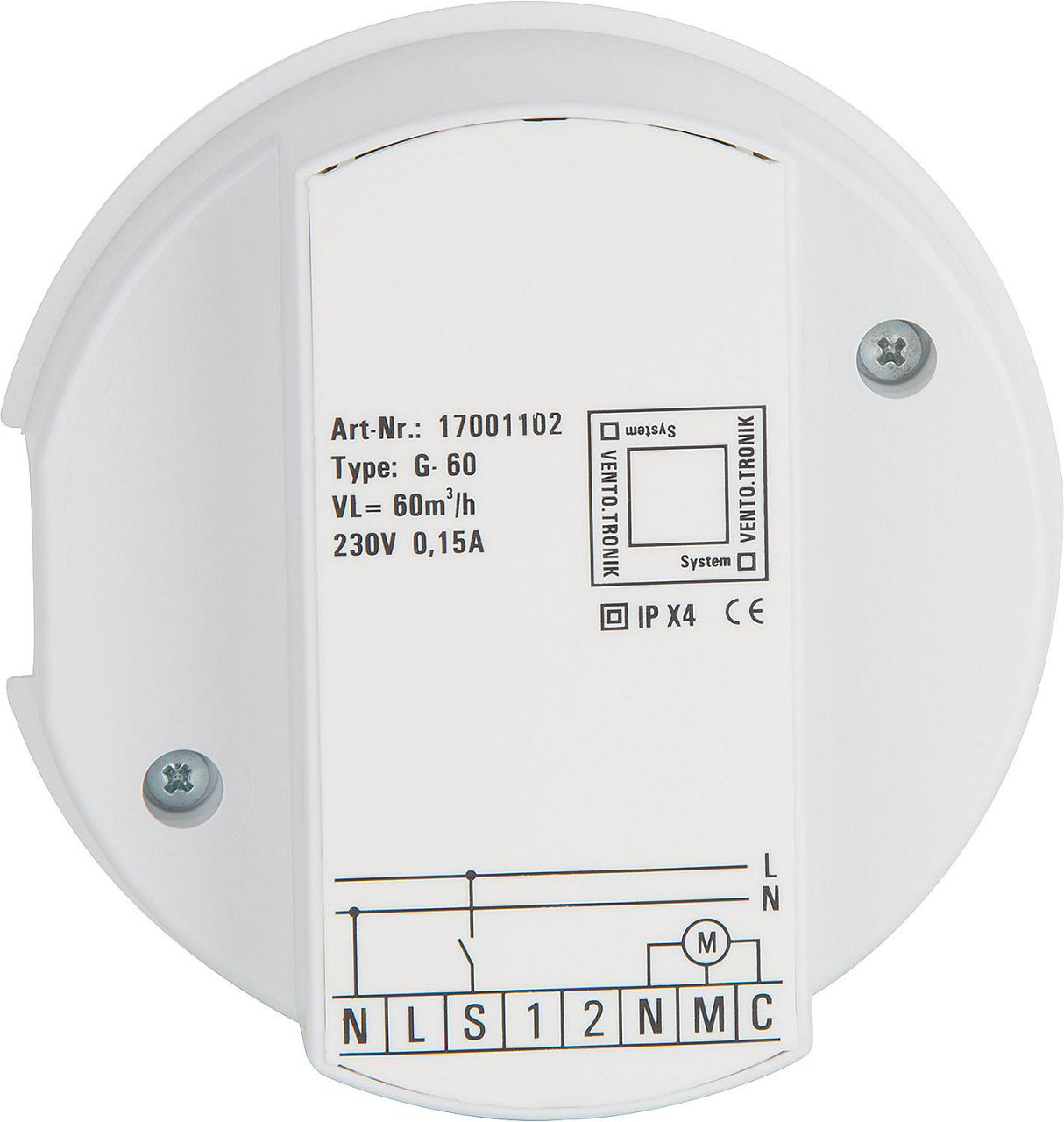 Steuerbaustein EVENES V-NE30/60 2-stufig,mit Nachlauf+Einschalt-
