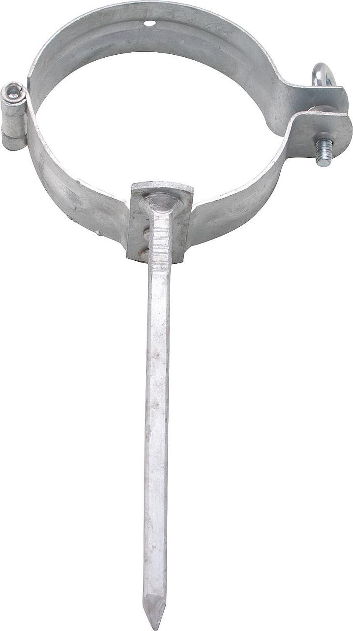Regenrohrschelle DN80 Stahl verzinkt, mit Stift 140mm Regenrohrschelle DN80 Stahl verzinkt, mit Stift 140mm