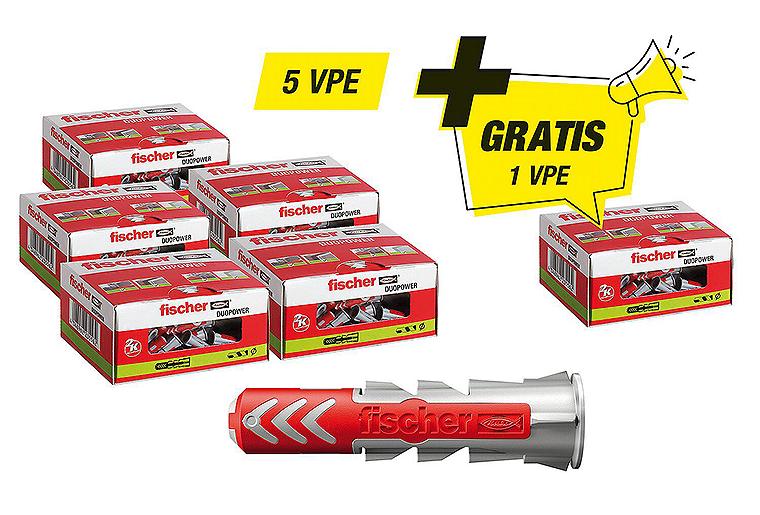 Fischer-Aktions-Set: 5x 94 119 90 + Gratis 1x 94 119 90 Dübel Duopower Fischer-Aktions-Set: 5x 94 119 90 + Gratis 1x 94 119 90 Dübel Duopower