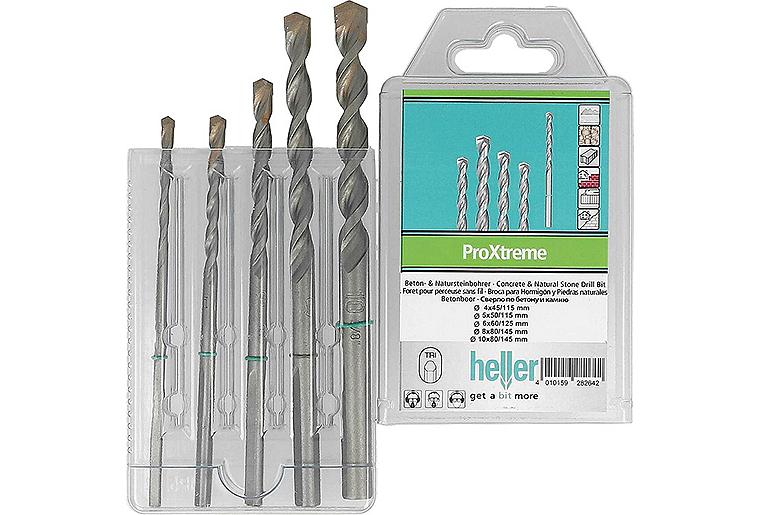 Natursteinbohrerset HELLER® 5-tlg Ø 4/5/6/8/10 mm PROXTREME mit Zylinderschaft Natursteinbohrerset HELLER® 5-tlg Ø 4/5/6/8/10 mm PROXTREME mit Zylinderschaft