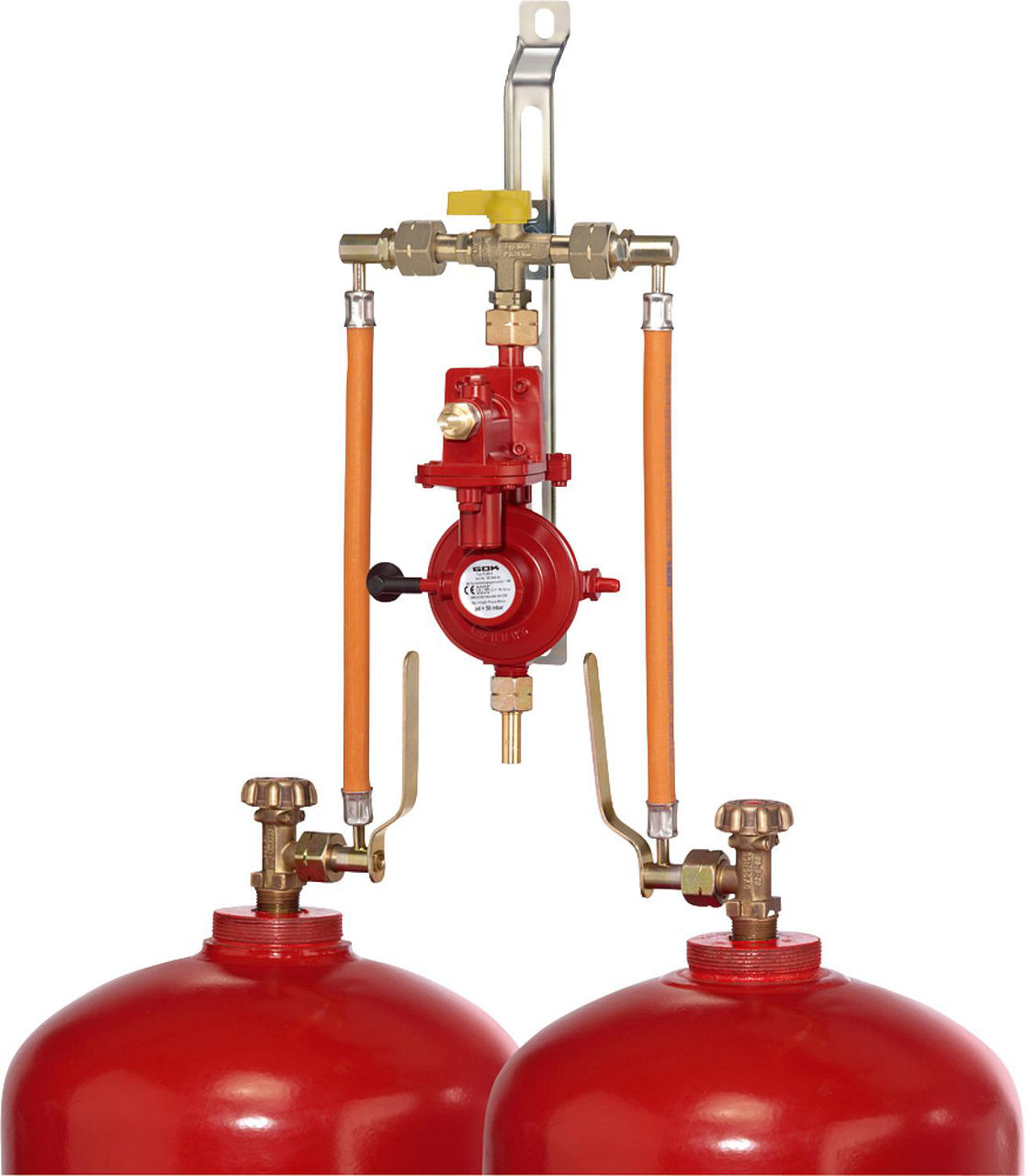 Zweiflaschenanlage Doppel-Umschaltventil 4kg/h 50mbar für Flaschen 33kg Zweiflaschenanlage Doppel-Umschaltventil 4kg/h 50mbar für Flaschen 33kg