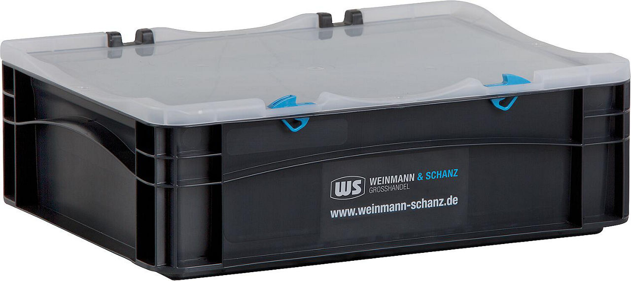 Transportbox WS schwarz 400 x 300 x 137mm mit Klarsichtdeckel