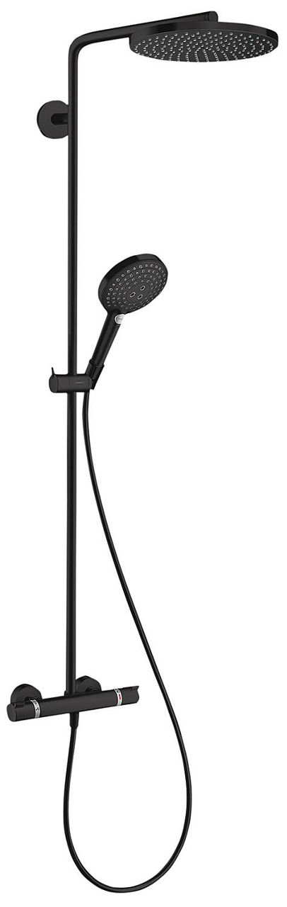 Brause-System Hansgrohe Raindance Select S 240 1jet PowderRain, Handbrause, Kopfbrause 240mm und Thermostat, mattschwarz Brause-System Hansgrohe Raindance Select S 240 1jet PowderRain, Handbrause, Kopfbrause 240mm und Thermostat, mattschwarz