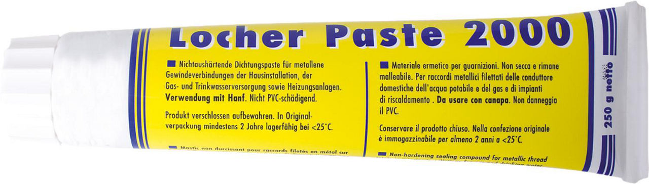 Locher-Paste 2000 / 250g Tube für Gas/Wasser DVGW in Verwendung mit Hanf Locher-Paste 2000 / 250g Tube für Gas/Wasser DVGW in Verwendung mit Hanf