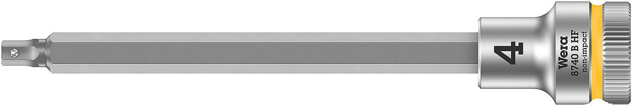 Innensechskant-Steckschlüsseleinsatz Wera 8740 B HF Bitnuss mit 3/8"-Antrieb, metrisch, lang, mit Haltefunktion, SW 4,0 x 107 mm