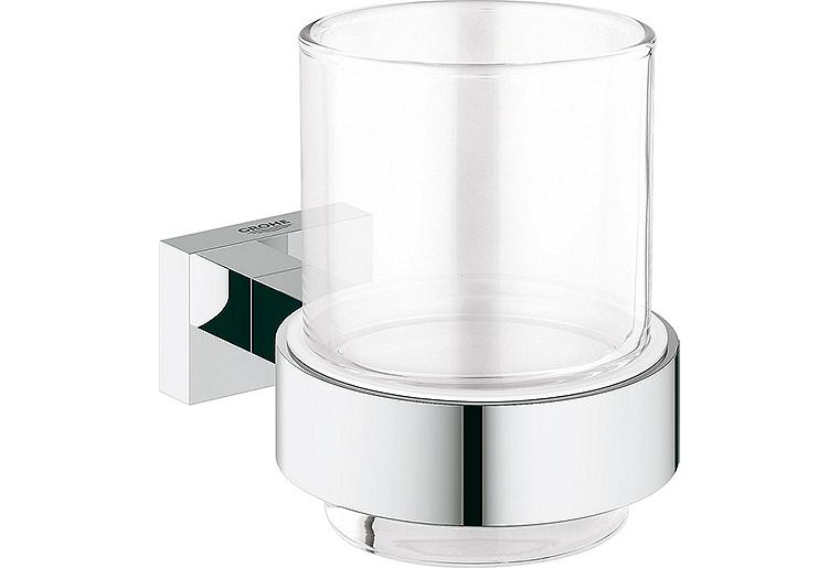 Glas mit Wandhalter Grohe Essentials Cube chrom Glas mit Wandhalter Grohe Essentials Cube chrom
