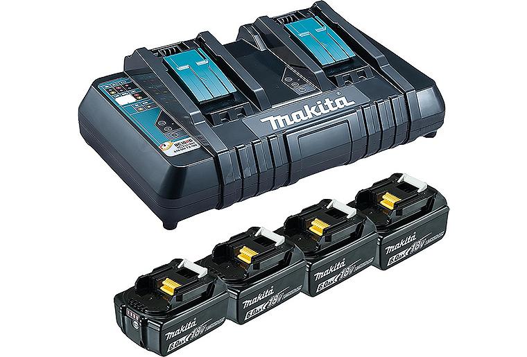 Akku-Set MAKITA 18V mit 4x 6,0 Ah Akkus und Doppelladegerät