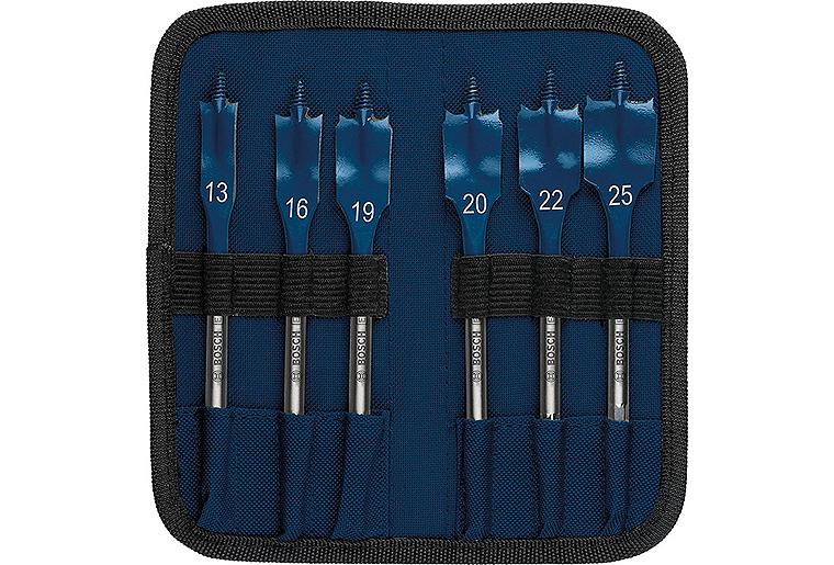 Flachfräsbohrer BOSCH 6-teilig Expert SELFCUT Ø 13/16/19/20/22/25mm, Länge 152 mm mit 1/4" Sechskantaufnahme Flachfräsbohrer BOSCH 6-teilig Expert SELFCUT Ø 13/16/19/20/22/25mm, Länge 152 mm mit 1/4" Sechskantaufnahme