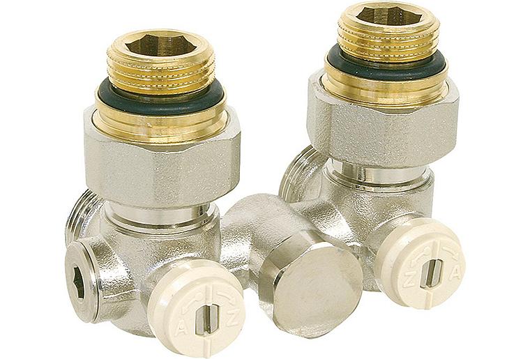 Doppelkugelhahnverschraubung Einrohrsystem 1/2"AG Eckform Doppelkugelhahnverschraubung Einrohrsystem 1/2"AG Eckform