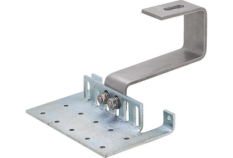 Grundplatte mit Trägerbügel und Schlossschrauben M 8 x 20 mm für Aufdachmontageset Standard