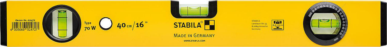 Wasserwaage Stabila Type 70W, 40cm, mit drehbarer Winkel-Libelle Wasserwaage Stabila Type 70W, 40cm, mit drehbarer Winkel-Libelle