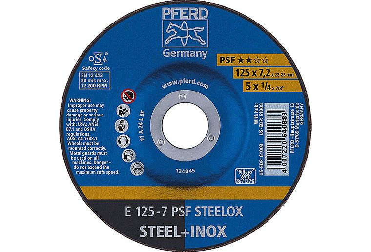 Schruppscheibe PFERD Ø 125 x 7,2 x 22,23mm für Stahl
