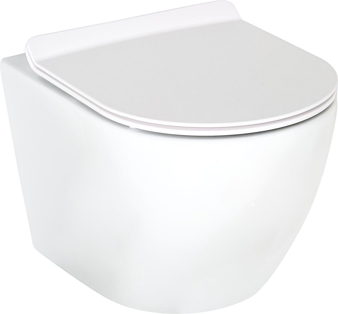 Combi-Pack Arax Wand-Tiefspül WC Spülrandlos mit Silent Flush 370x370x485mm + WC-Sitz weiß glänzend