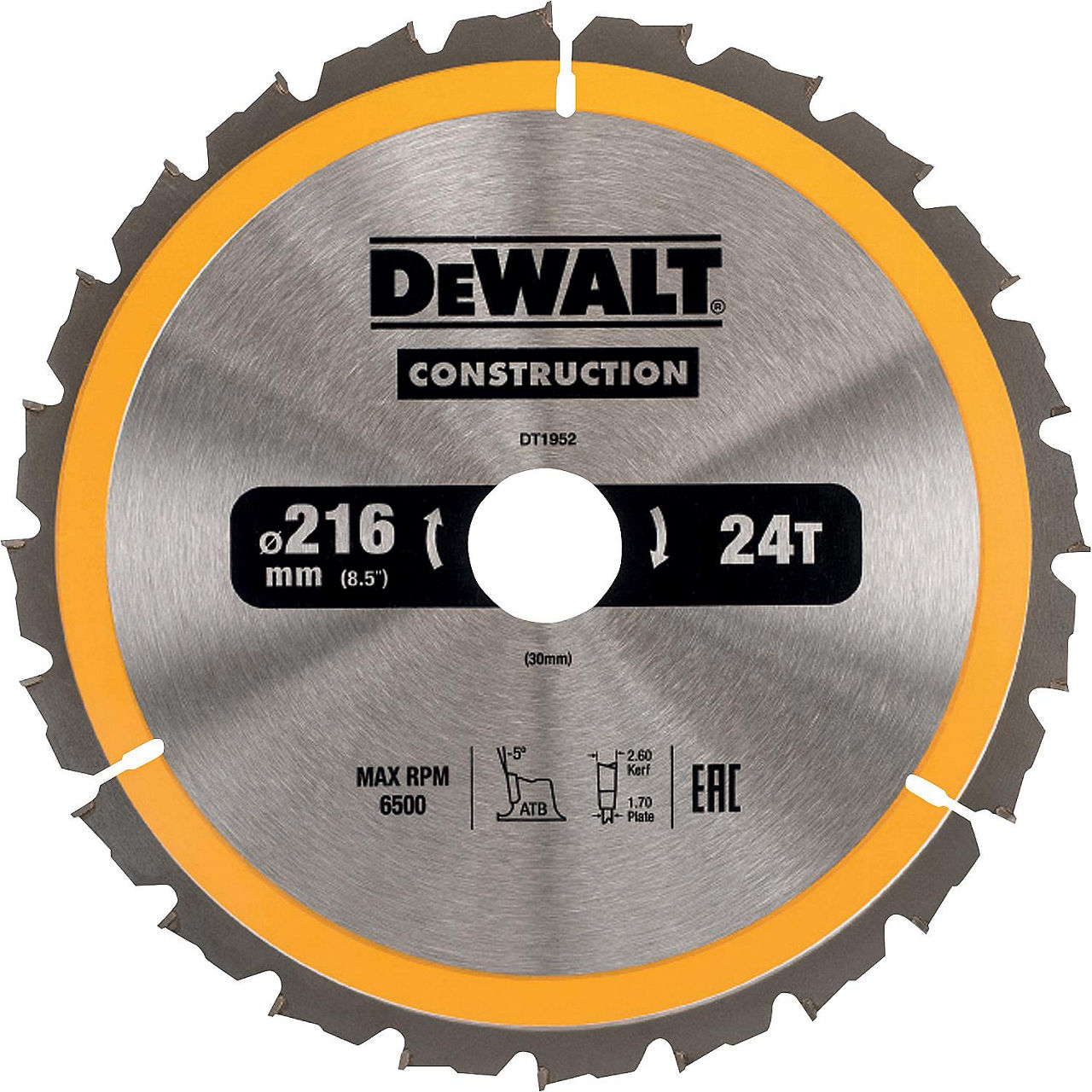 Kreissägeblatt Ø 216x30mm mit 24 Wechselzähnen, passend zu DeWalt DWS773 Kreissägeblatt Ø 216x30mm mit 24 Wechselzähnen, passend zu DeWalt DWS773
