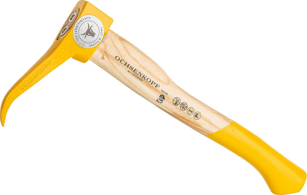 Handsappie, gelb lackiert mit Eschenstiel Gewicht 0,7Kg, Länge 380mm Handsappie, gelb lackiert mit Eschenstiel Gewicht 0,7Kg, Länge 380mm