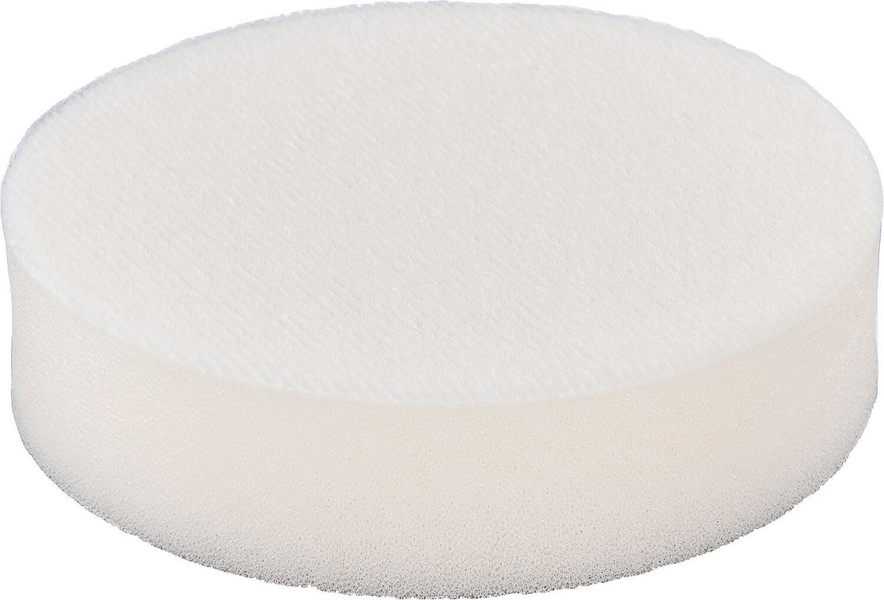 Feinporiger Polierschwamm mit Klettaufnahme, weiß, Ø 80 mm Feinporiger Polierschwamm mit Klettaufnahme, weiß, Ø 80 mm