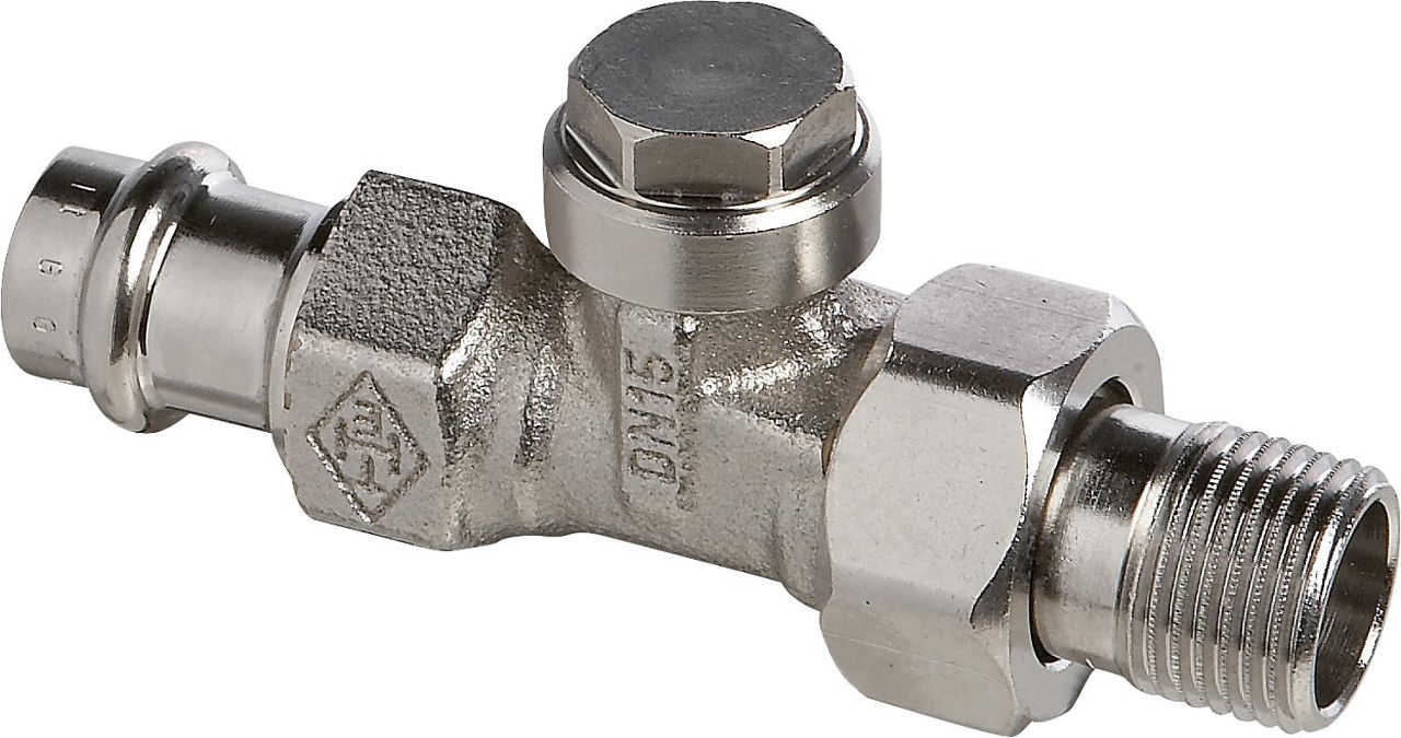 Rücklaufverschraubung IMI Regulux DN15 (1/2") x 15mm SC-Kontur, Durchgang Rücklaufverschraubung IMI Regulux DN15 (1/2") x 15mm SC-Kontur, Durchgang
