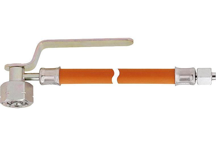 Gasschlauch 300 mm 30 bar einerseits Kombi-Anschluss andererseits 12 mm Rohrstutzen Gasschlauch 300 mm 30 bar einerseits Kombi-Anschluss andererseits 12 mm Rohrstutzen