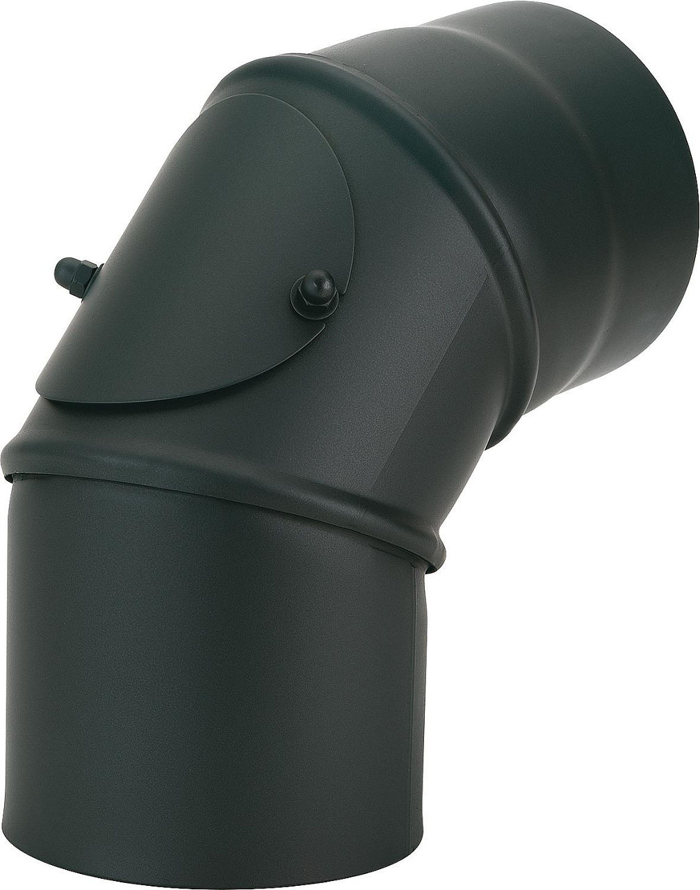 lackierter Rauchrohrbogen, mit Reinigungstür, DN150, 0-90°, gussgrau