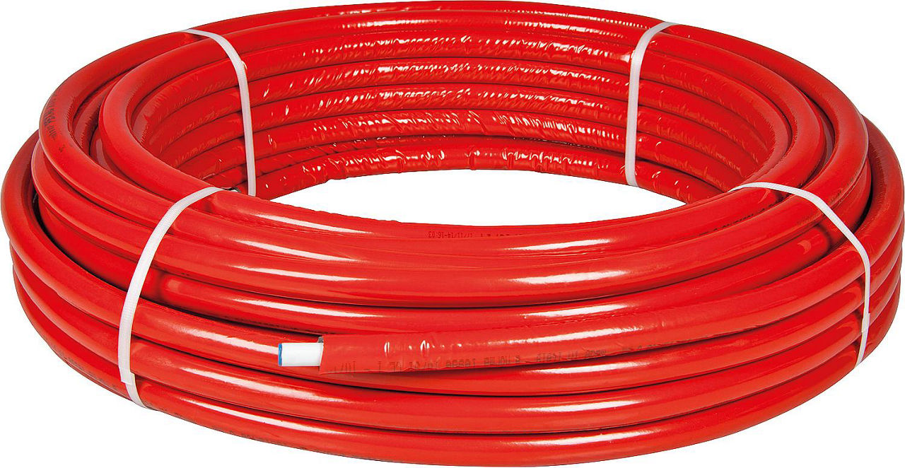Mehrschichtverbundrohr EVENES PEXAL 20x2mm, Rolle á 50 Meter, Isolierung 6 mm, rot