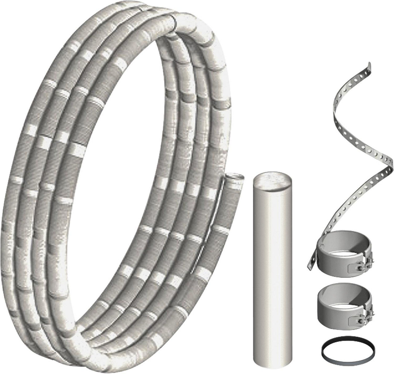 Kunststoff-Abgassystem Rohr flexibel, Basisset 12,5m DN 80 Kunststoff-Abgassystem Rohr flexibel, Basisset 12,5m DN 80