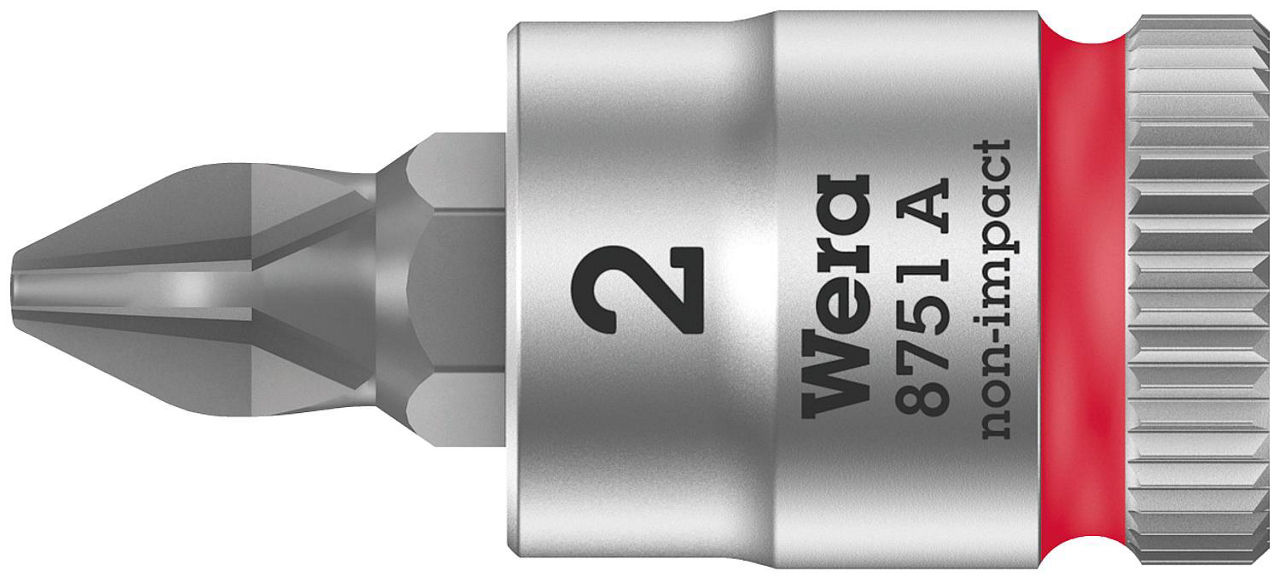 Phillips-Steckschlüsseleinsatz Wera 8751 A Bitnuss mit 1/4"-Antrieb, kurz, PH2 x 28 mm