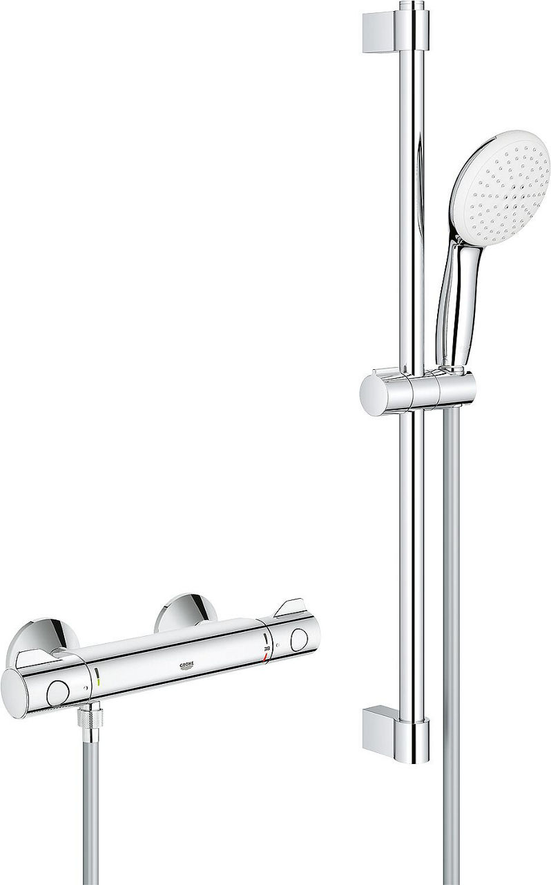 Brausethermostat-Set Grohe Grohtherm 800 mit Brausestange 600 mm Handbrause Ø 110 mm und Brauseschlauch chrom Brausethermostat-Set Grohe Grohtherm 800 mit Brausestange 600 mm Handbrause Ø 110 mm und Brauseschlauch chrom