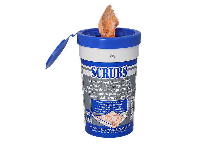Edelstahlreinigungstücher SCRUBS, 1 Behälter á 30 Tücher Edelstahlreinigungstücher SCRUBS, 1 Behälter á 30 Tücher