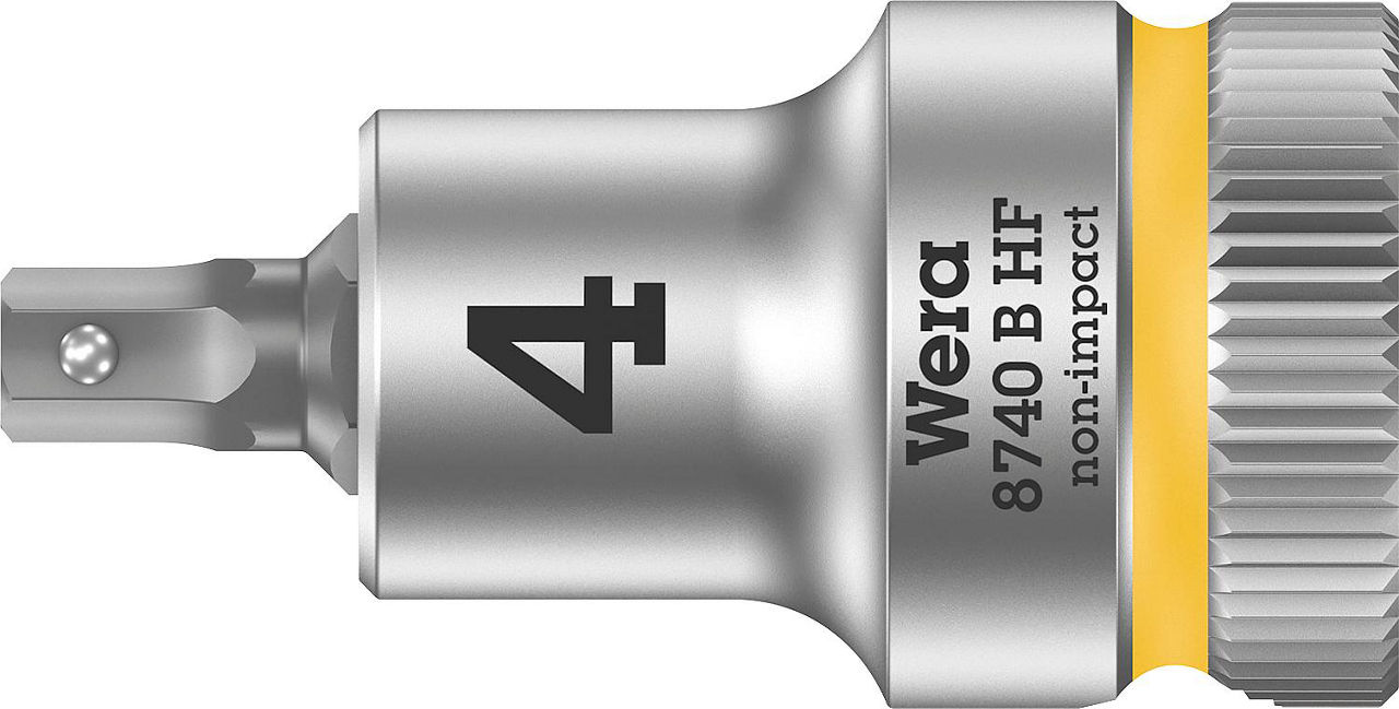 Innensechskant-Steckschlüsseleinsatz Wera 8740 B HF Bitnuss mit 3/8"-Antrieb, metrisch, kurz, mit Haltefunktion, SW 4,0 x 35 mm