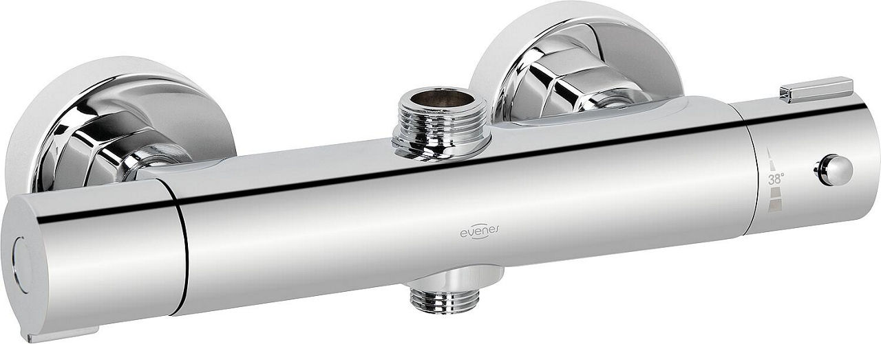 AP-Brausethermostat Rumba Abgang DN20 3/4" nach oben und DN 15 1/2" nach unten, chrom