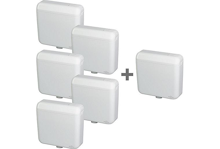 Aktionspaket AP-Spülkasten Evenes 2-Mengen, weiß 5+1gratis