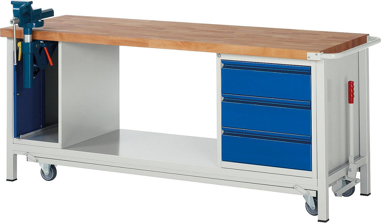 Werkbank mit absenkbarem Fahrgestell RAU 8183 Serie Basic-8 2000 x 880 x 700 mm
