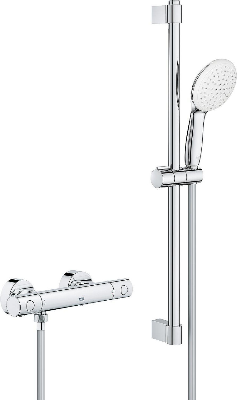 Brausethermostat-Set Grohe Grohtherm 800 C mit Brausestange 600 mm Handbrause Ø 110 mm und Brauseschlauch chrom Brausethermostat-Set Grohe Grohtherm 800 C mit Brausestange 600 mm Handbrause Ø 110 mm und Brauseschlauch chrom
