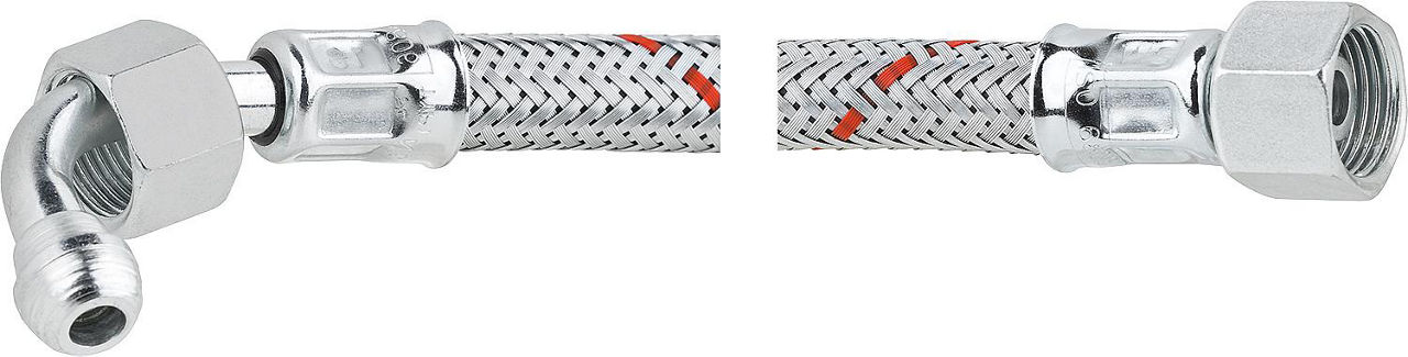 Ölschlauch beiderseits 3/8" Überwurf- mutter, einerseits mit 90 Rohrbogen 1250 lg. Intercal, Convair