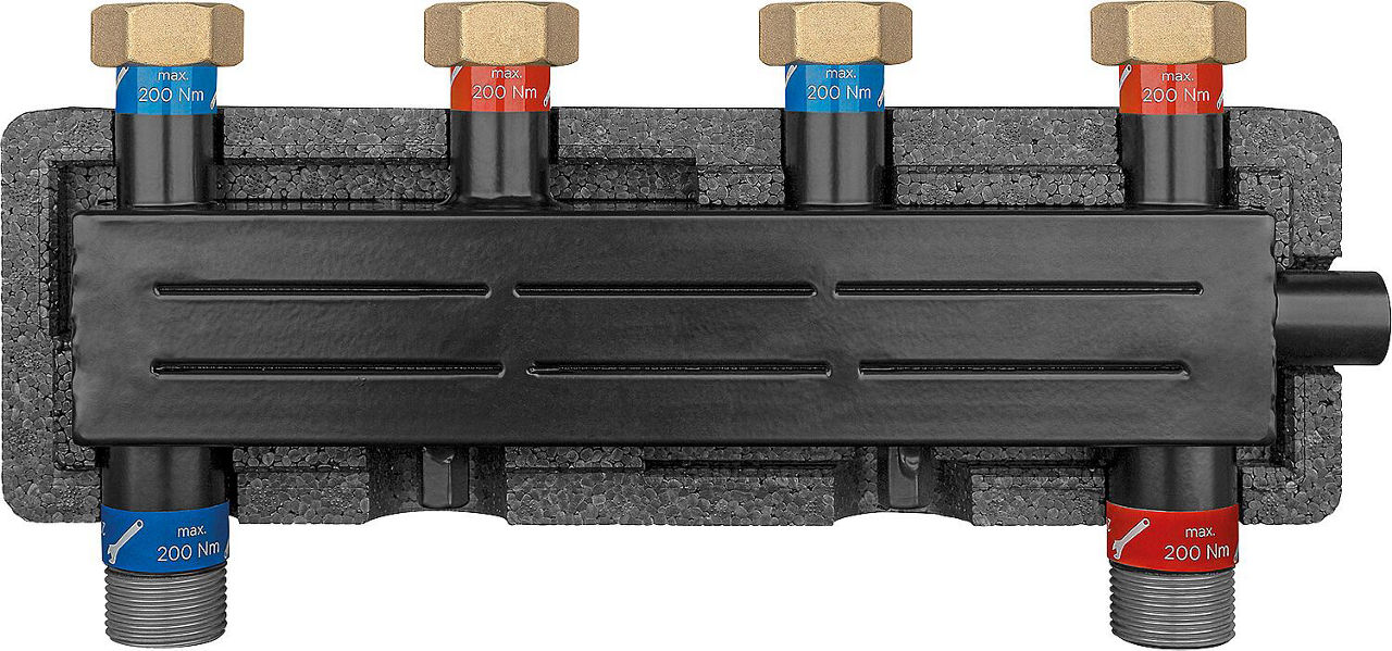 Kombiverteiler Evenes VTW 2/2 ÜWM DN20 (3/4"), 2m³/h, 50 kW, inkl. Halterung und Isolierung