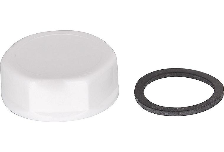 Blindkappe DN 25 (1") Kunststoff weiss mit Dichtung Blindkappe DN 25 (1") Kunststoff weiss mit Dichtung