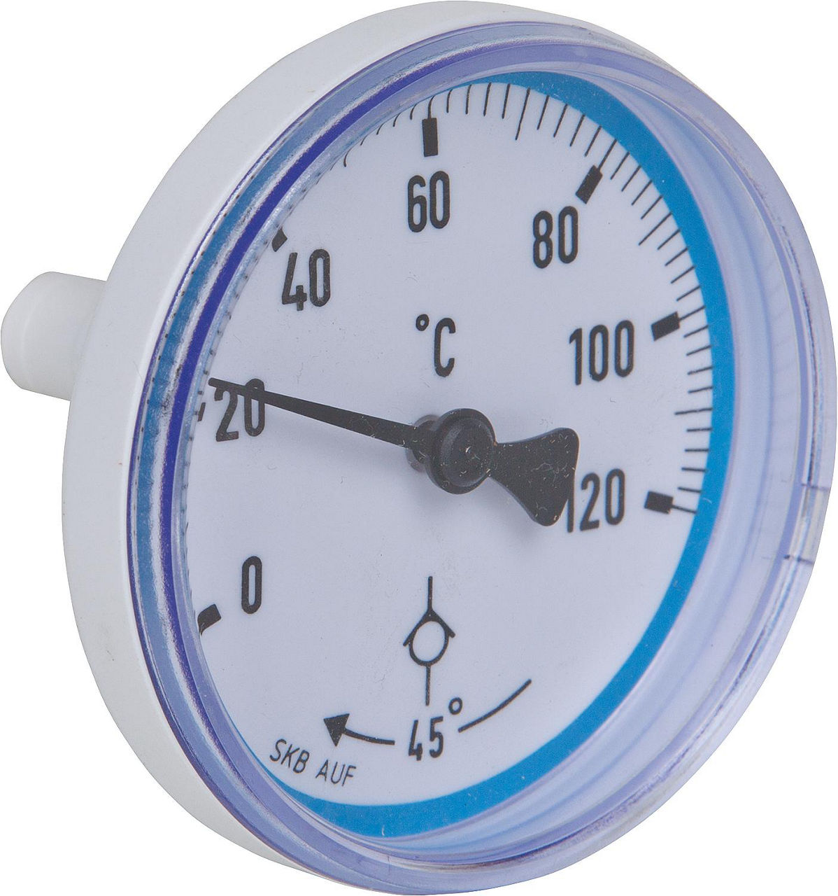Rücklaufthermometer blau für Kugelhähne Easyflow mit Symbol Schwerkraftbremse Rücklaufthermometer blau für Kugelhähne Easyflow mit Symbol Schwerkraftbremse