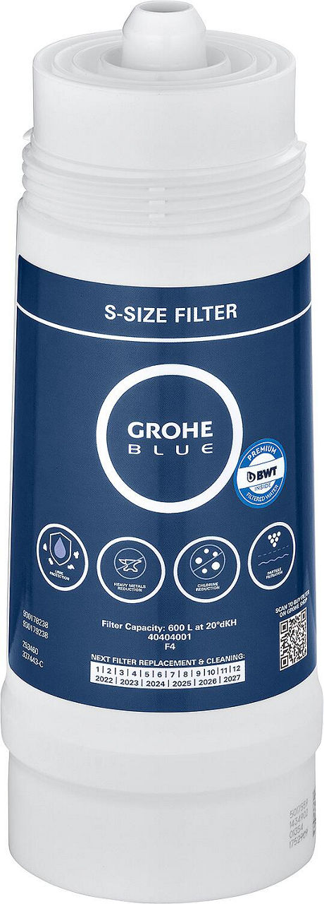 BWT Austauschfilter S-Size für Grohe Blue und Red, Kapazität 600 Liter