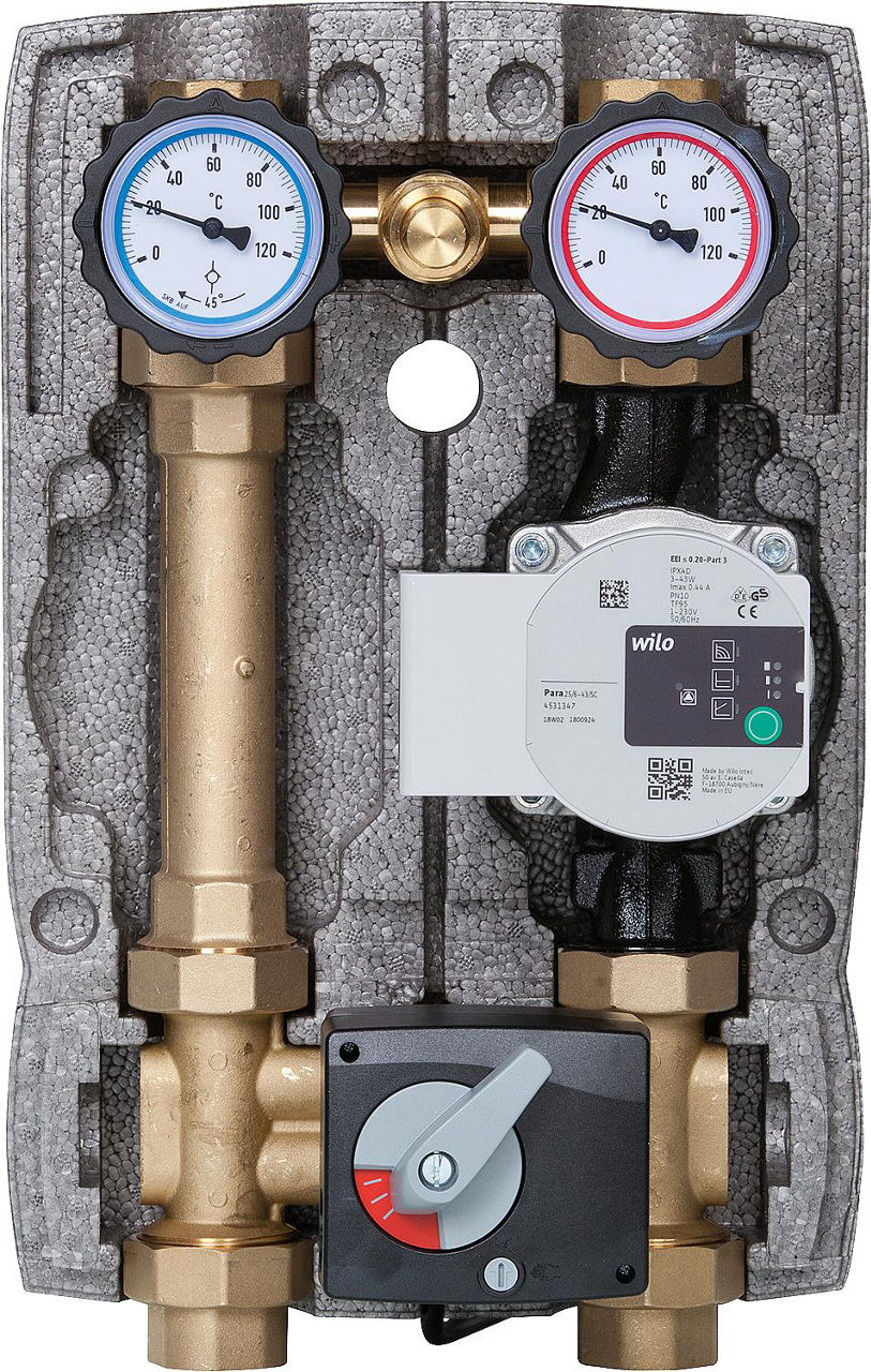 Heizkreisset Easyflow DN25(1") Überströmventil,4-Wege-Mischer, Stellmotor,Wilo Para 25/6 Heizkreisset Easyflow DN25(1") Überströmventil,4-Wege-Mischer, Stellmotor,Wilo Para 25/6